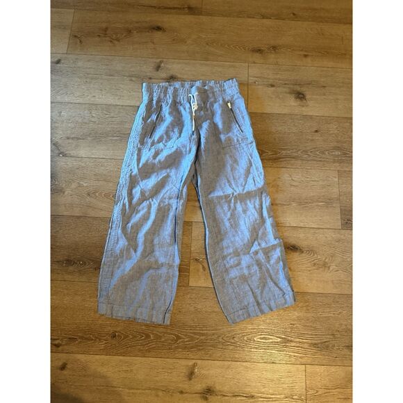 Athleta Cabo Linen Wide Leg Pants Women Size 6P Drawstring Light Blue Summer - Picture 1 of 3